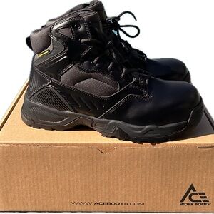 Ace Men’s Defender Water Resistant 6” Work Boots - Composite Toe - Black - 9.5